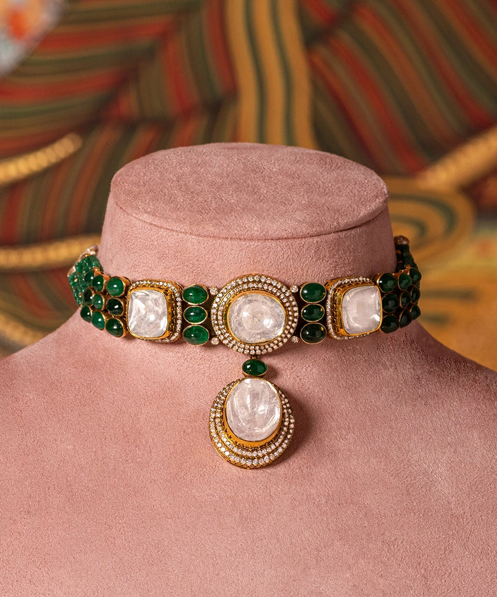 Deepalika Emerald and Diamond Polki Necklace